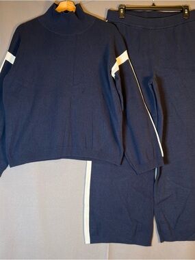 La Ligne x Target Navy Knit Sweater Set with White Stripe 2 Piece Pants & Top